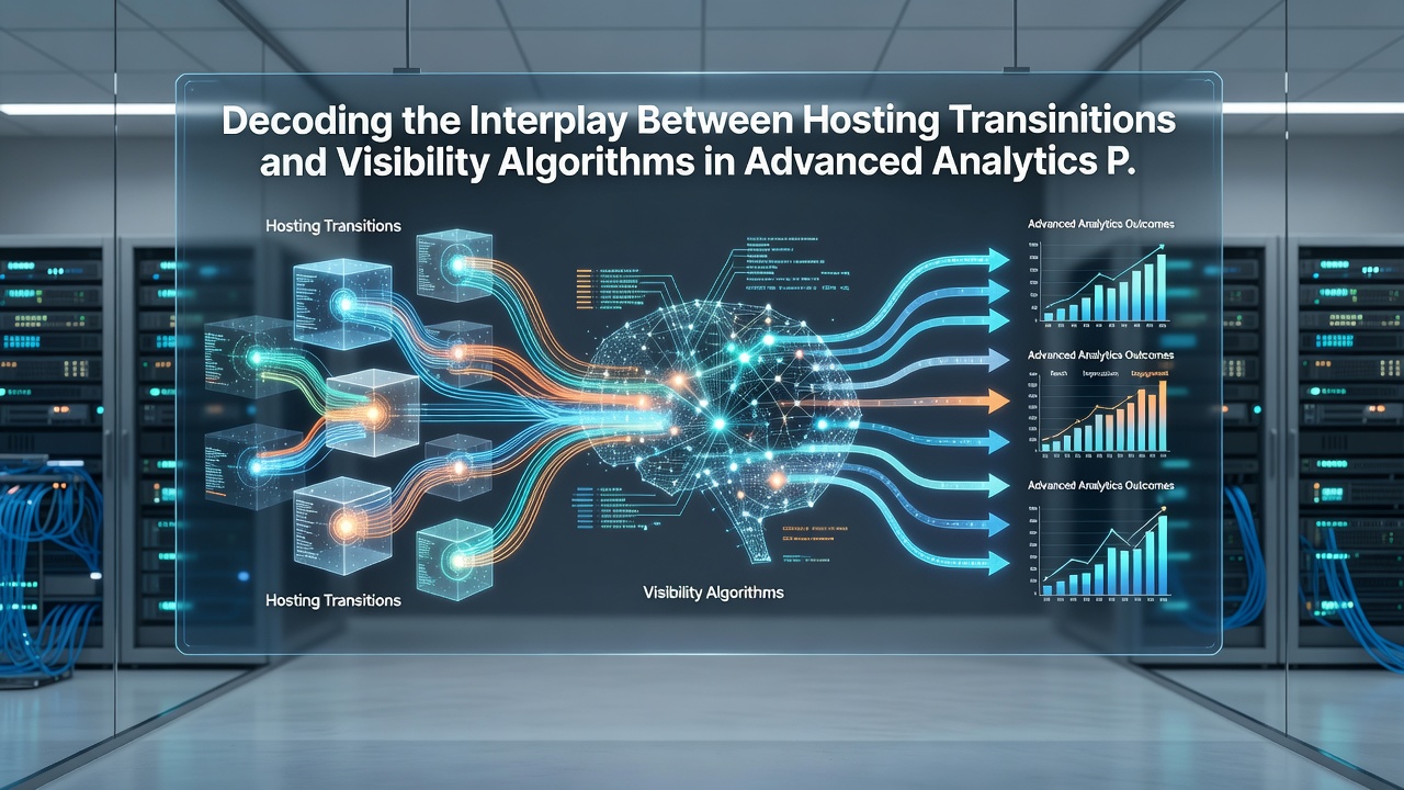 Analytics interface displaying visibility score adjustments following a documented hosting change