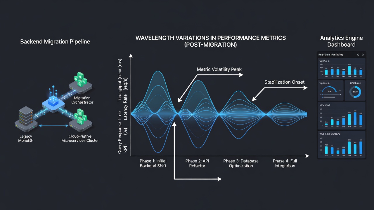 Visualization of wavelength patterns in analytics performance data post-migration